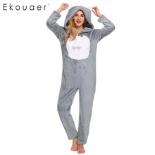 Ekouaer, женская теплая зимняя Пижама, комплект, пижама с длинным рукавом, с капюшоном, плюшевые комбинезоны, пижамы, животные, вечерние, Рождественская одежда для сна
