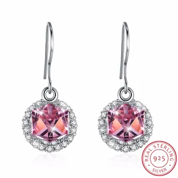 

LEKANI Crystals From SWAROVSKI Crystals Pave Circle Drop Earrings For Women Long Chain Hanging S925 Silver Earring