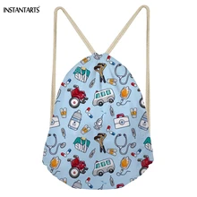 INSTANTARTS повседневные студенческие сумки на шнурке Забавные 3D мультфильм медсестры печать подростков девочек рюкзаки Softback хранения пляжный мешок сумка