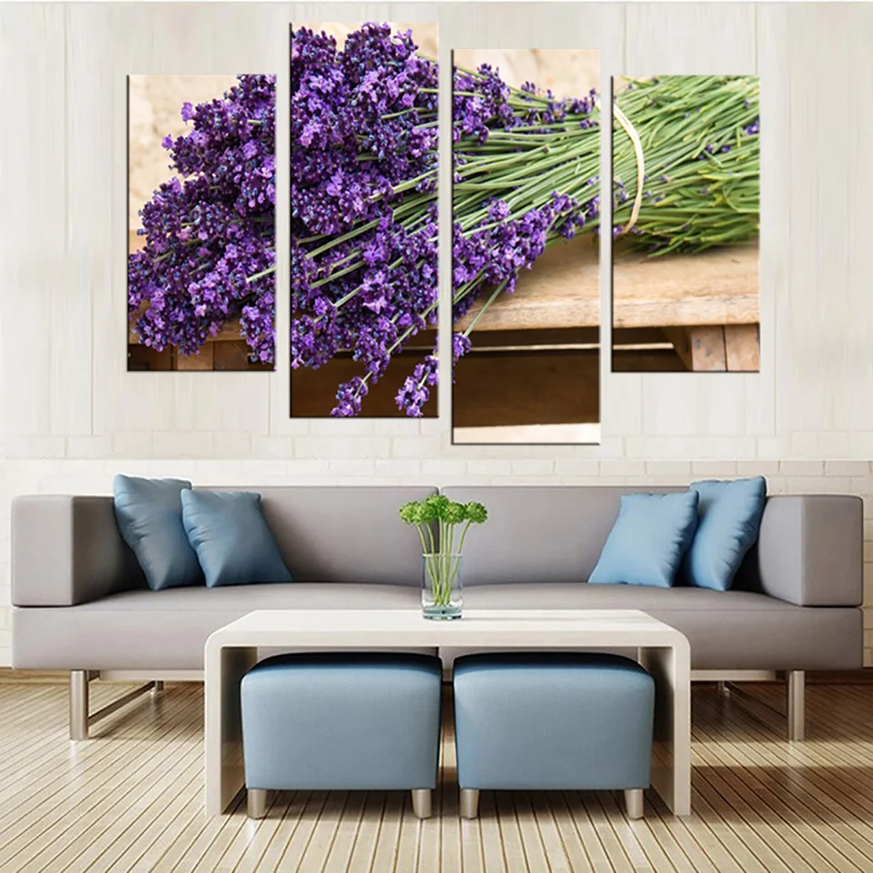 Beautiful-4-Painel-roxo-da-flor-da-alfazema-campo-impress-es-de-lona-pintura-a-leo (1)