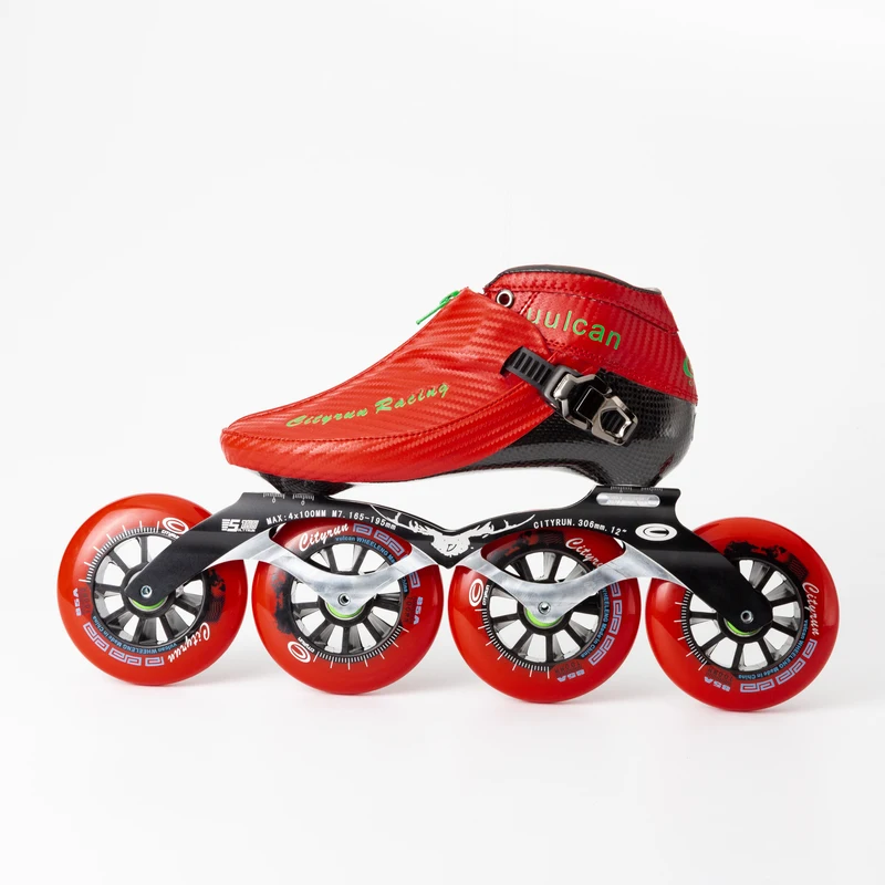 Inline Speed Skates 4 Wheel 110mm Carbon Fiber Skating Boot