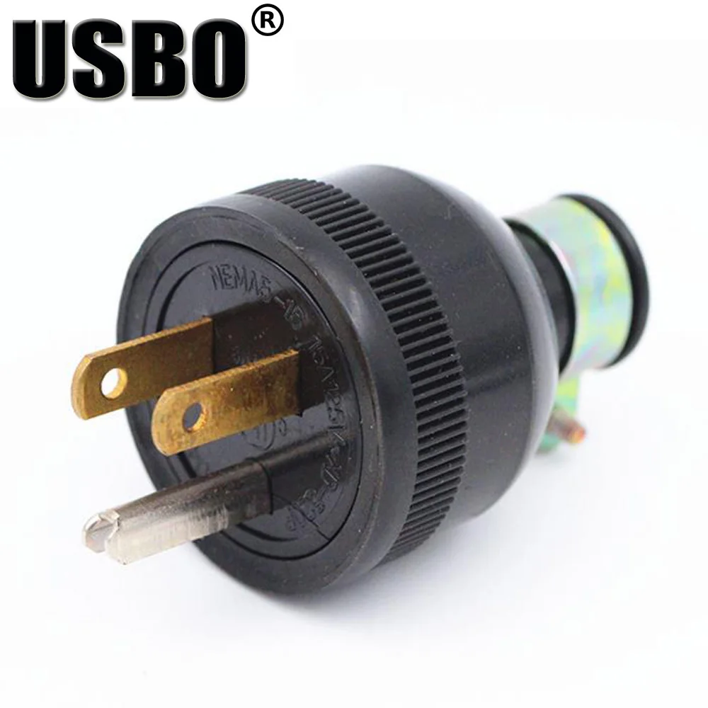 

Supply Black American plug 15A / 125V NEMA 5-15P US 3 Pin In-Line industry power plug Type-B