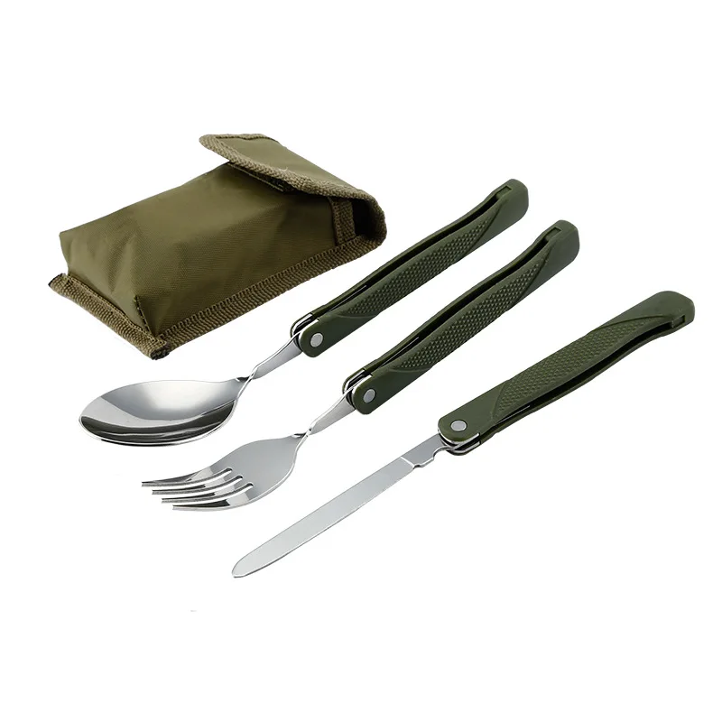 

3pcs/set Portable Mini Tableware Set outdoor Tool Folding Cutlery Set with Spoon Fork Knives for Camping Outdoor Picnic