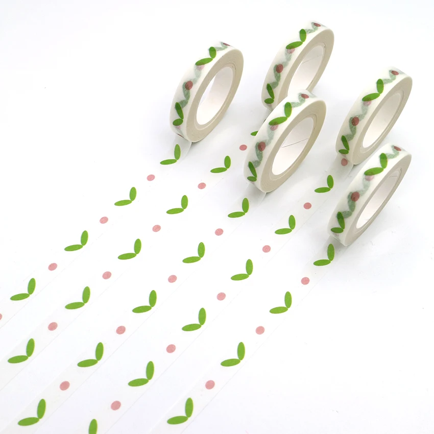 

1 PCS Green Colored Small Grass Patterns Washi Tape DIY Decorative Adhesive Tape Masking Paper Tapes 10m*8mm