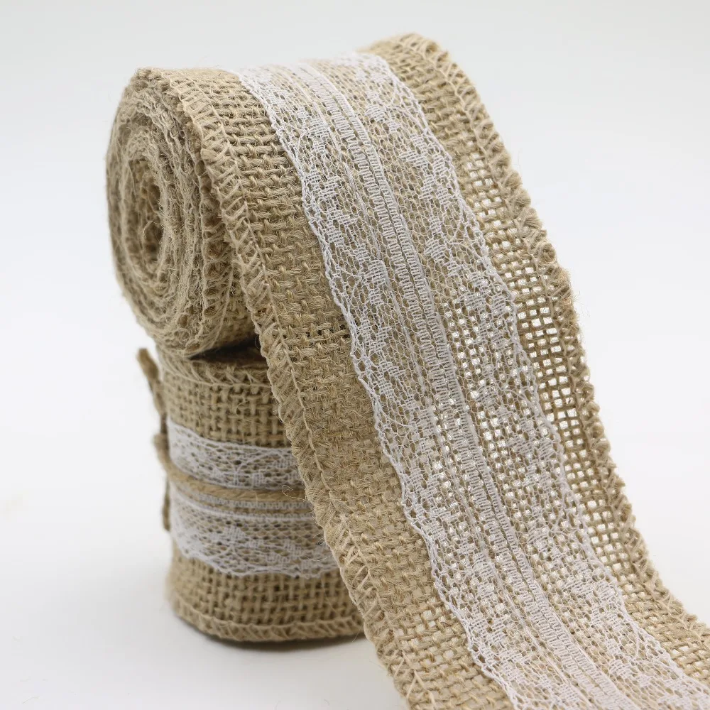 

6CM width Natural Burlap Ribbon Rustic Wedding Belt Strap Craft Floristry wedding lace ribbon for gift wrapping 1M T204