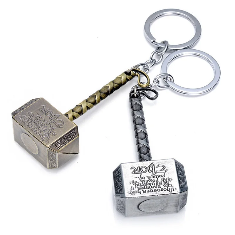 

Movie Marvel Comics Avengers Thor Key Chain Alloy Hammer Pewter Pendent Keychains Super Hero Key Chain Key Rings Car Key Holder