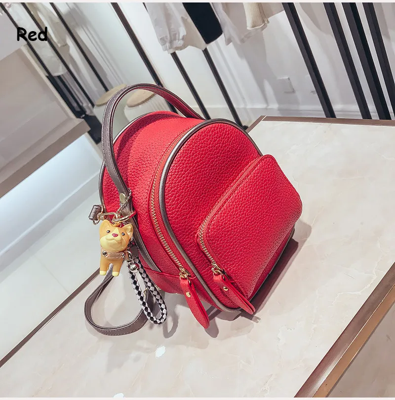 NIGEDU Kpop Women backpack Puppy pendant female shoulder bag small PU leather backpacks for girls teenagers wallets Daypack  (17)