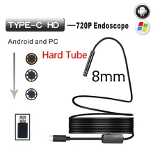 Wistino Type-c Endoscop Android USB 8mm Hard Cable Camera Inspection Camera PC Android Phone Borescope Pipe Camera Endoscope