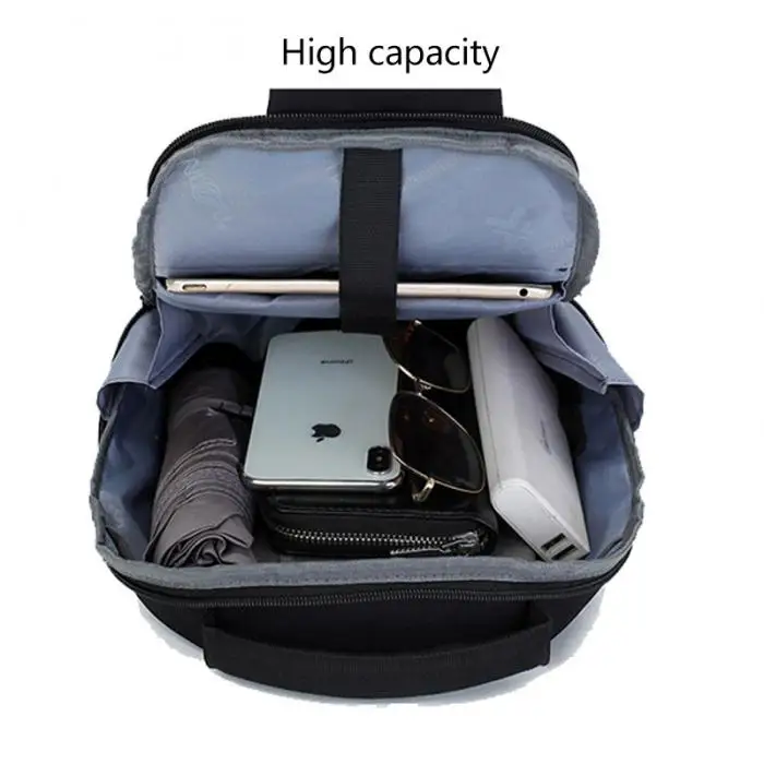 Men’s Simple Casual Style Outdoor Sports Shoulder Bags Multifunction Large Capacity USB Charging Waterproof Chest Bag