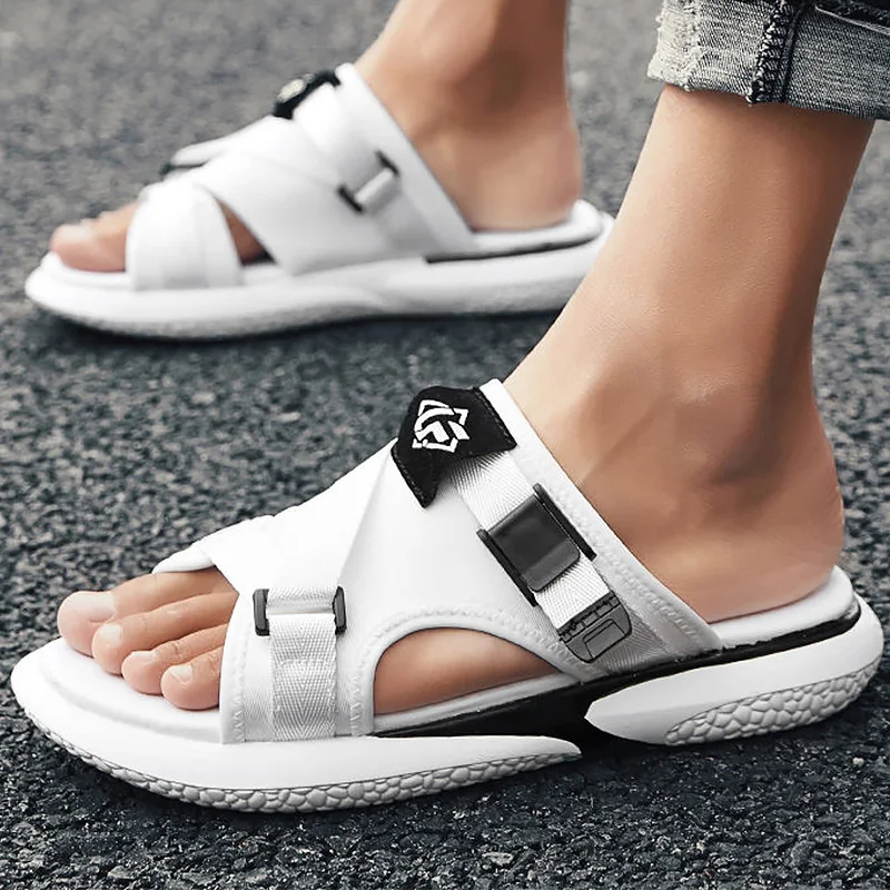 

Summer sandals men canvas shoes designer lace platform beach shoes man slides 2019 fashion youth style sandalias