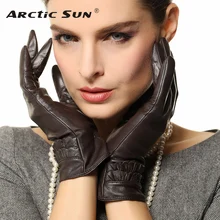 Brand women leather gloves warm winter lady Genuine leather gloves fashion wrist lace sheepskin gloves winter driving gloves