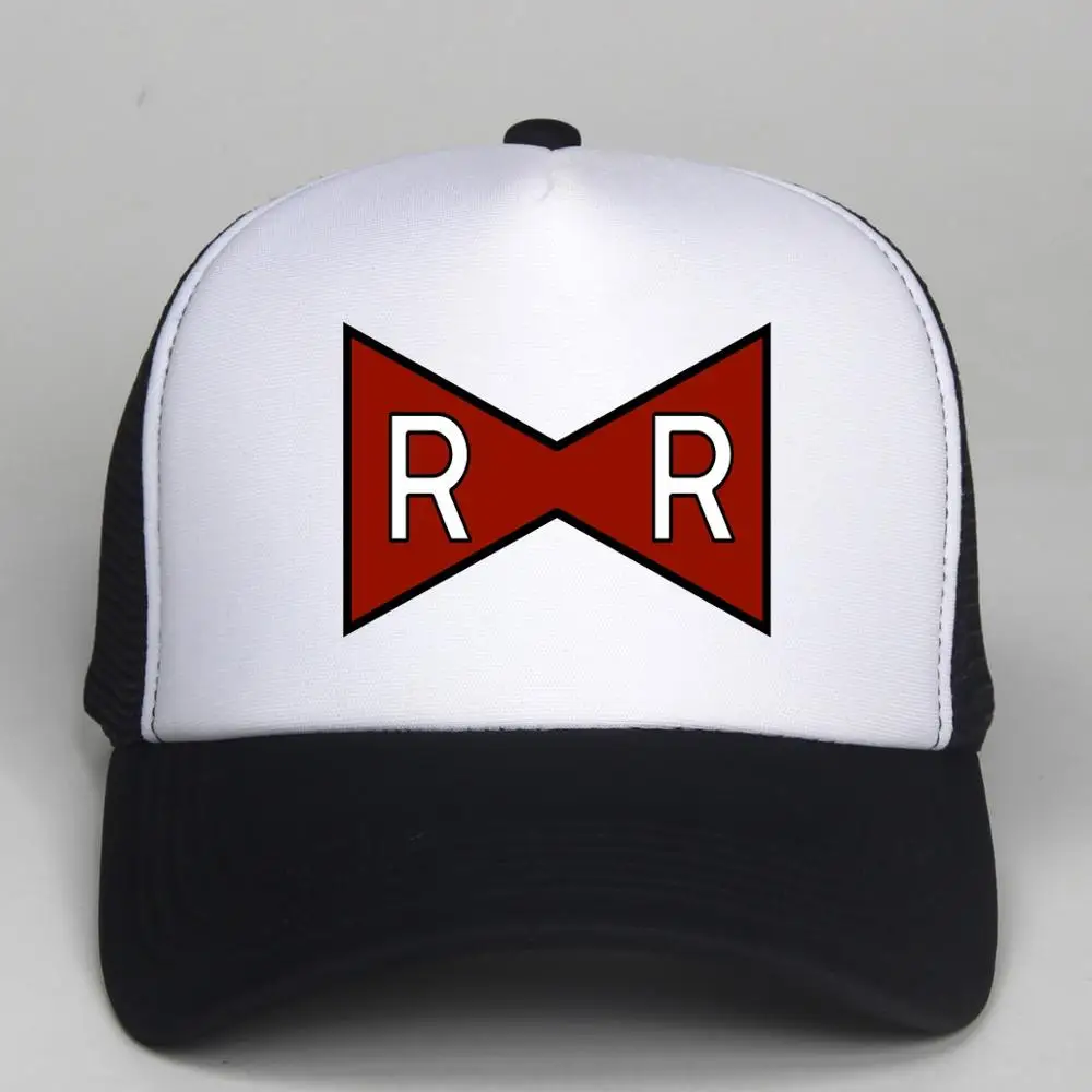 Dongking Trucker Кепки красной лентой армии печати Dragon Ball Z взрослых Trucker Hat сетки плоский козырек Snapback Hat Кепки дети дракон Кепки подарок - Цвет: Black Curved Visor