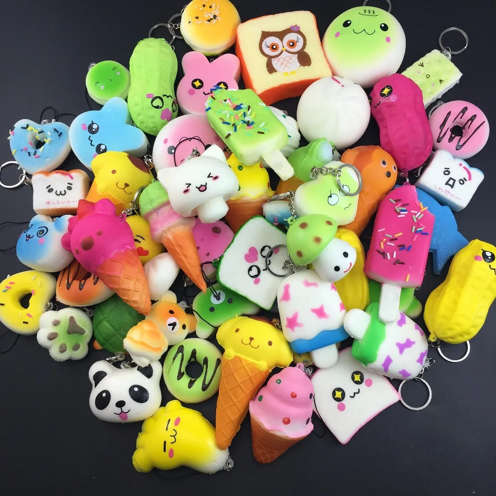10Pcs/lot Squishy Slow Rising ice cream cake face emoji food squishy toys scented soft PU foam