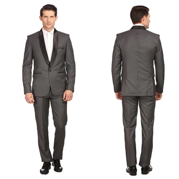 

Costume Homme Tuxedos Groomsmen Custom Made Slim Fit Dark Gray Suit Wedding Prom Party Men's Suits Formal Bridegroom