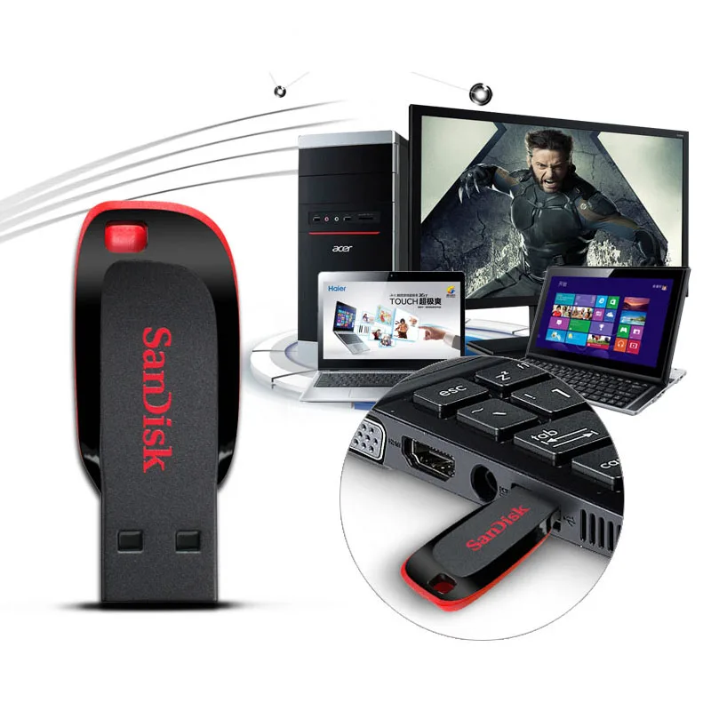 Флеш накопитель USB SanDisk CRUZER BLADE CZ50 2 0 128G 64G 32G 16G 8G 4G Мини PenDrive поддержка официальной