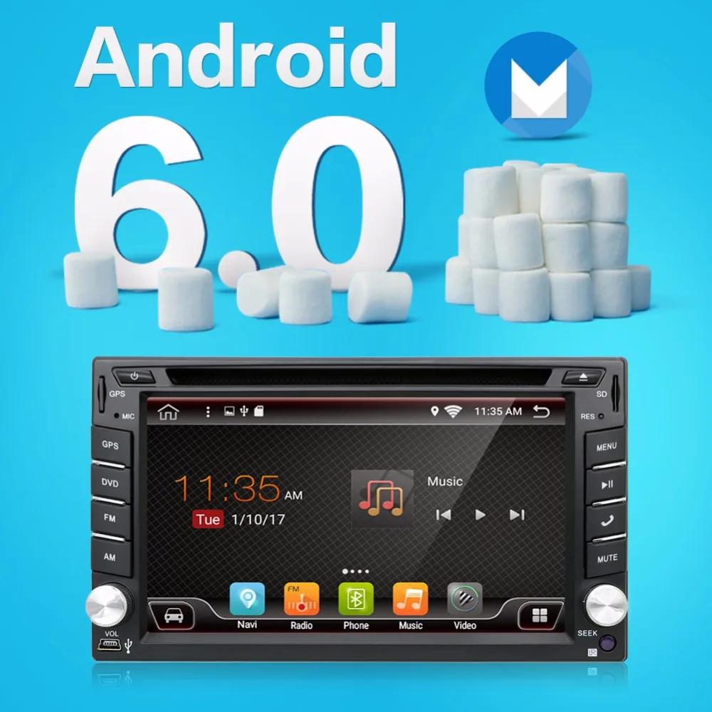 Click here to Buy Now!! New Android 6.0 Quad Core Universal Car Audio Stereo GPS Navigation Double 2 Din HD Car Radio Multimedia Player
