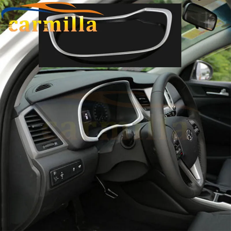 Новый ABS Chrome салона инструмент Панель крышка отделка Стикеры для hyundai Tucson 2015 2016 Dashboard акцентом каркас соотв