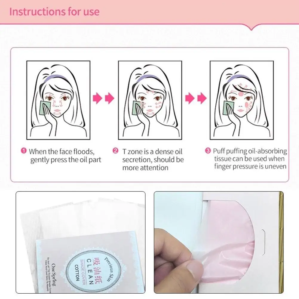 3 pack=300pcs Protable Facial Absorbent Paper Oil Control Wipes Absorbing Sheet Matcha Oily Face Blotting Matting Tissue