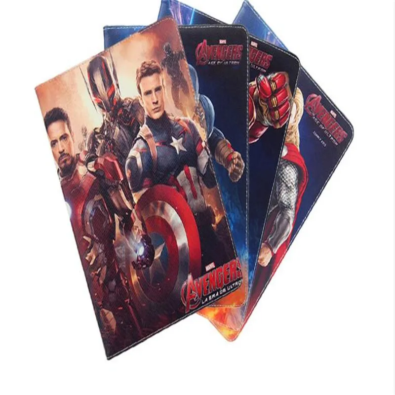 

leather case for ipad 2 3 4 common heroes series smooth surface superman spider-man batman tmnt tablet case