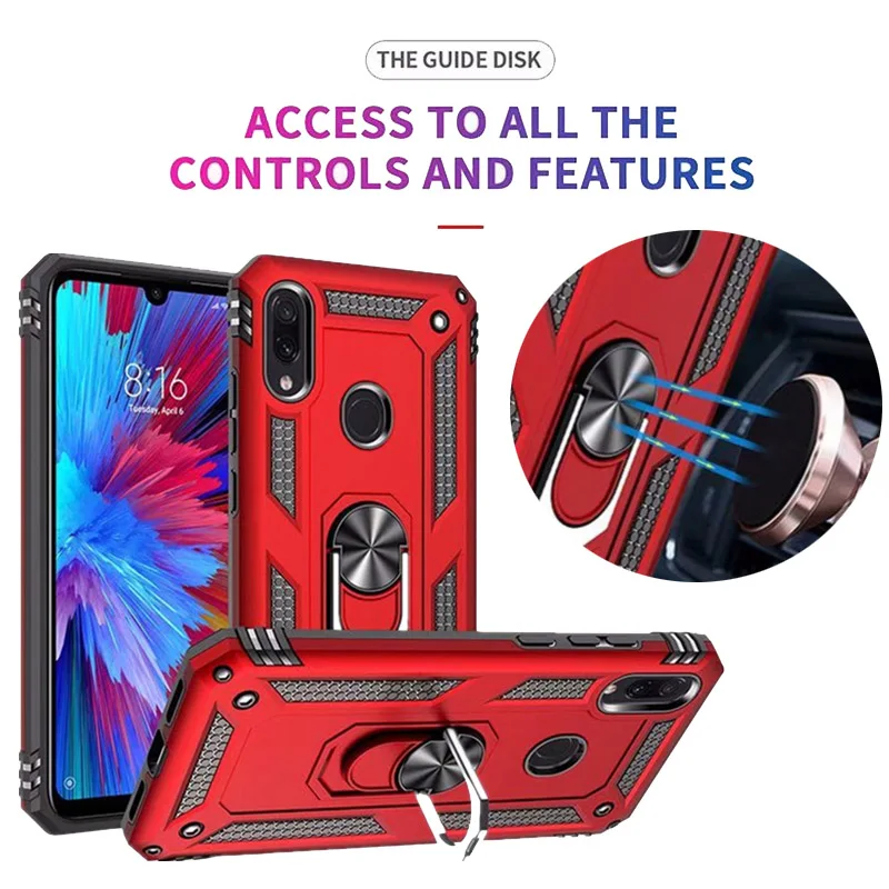 Luxury Armor Shockproof Case For Xiaomi Redmi Note 7 Heavy Duty Protection Cover MI 9 SE Silicone Car Holder Ring Cases | Мобильные