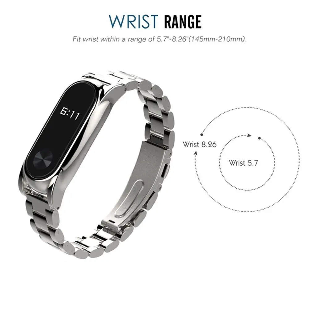 Além de Alça de Metal em Aço Inoxidável para Xiaomi Banda Miband Pulseira Inteligente Xiomi Screwless Substituir Cinto mi 2