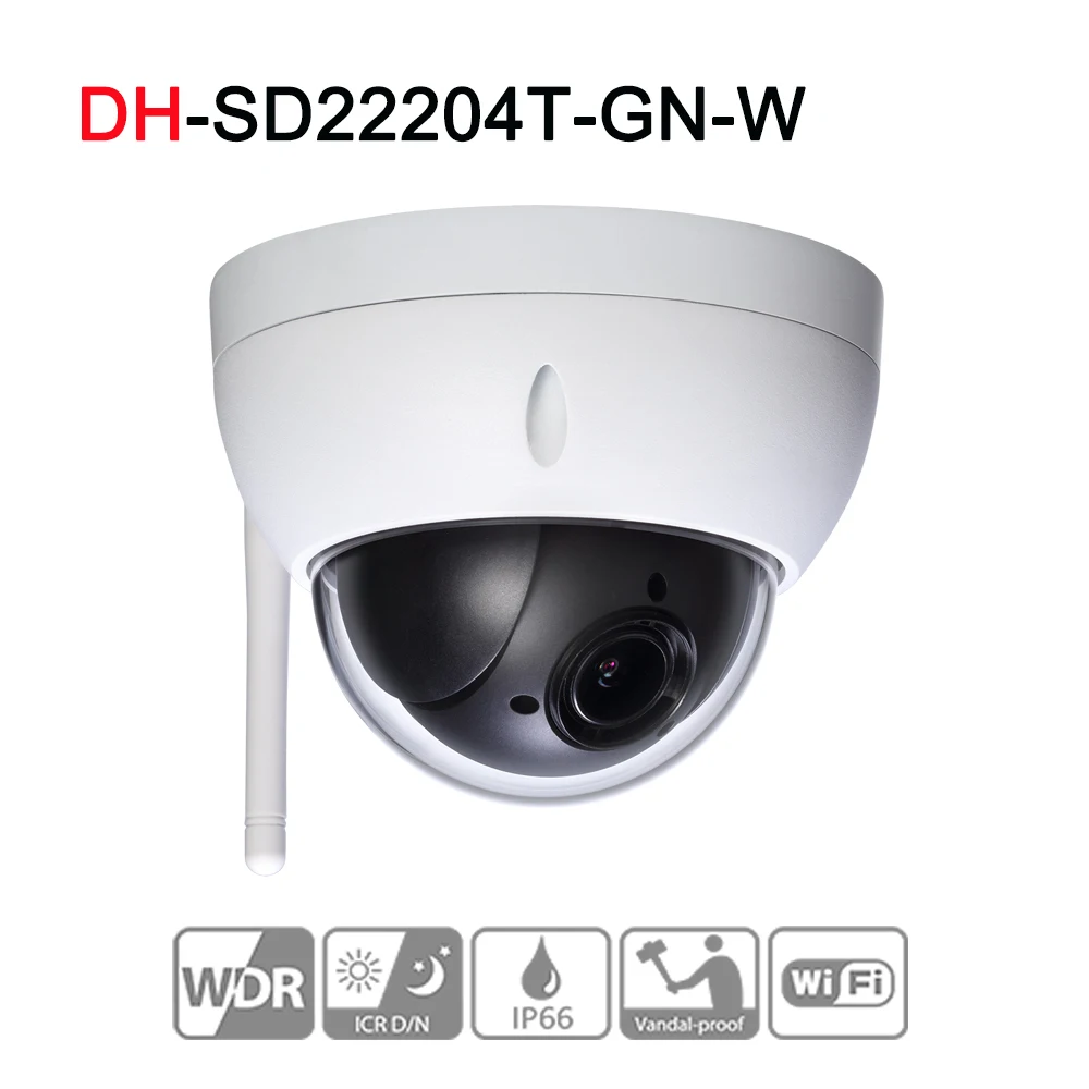 

SD22204T-GN-W 2MP 1080P 4X Optical Zoom WiFi High speed PTZ Wireless Network IP Camera WDR ICR Ultra DNR IVS IP66 IK10