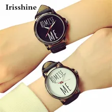 Irissshine i06 1pc Unisex watches couple man lady Fashion Lovers Men Women Leather Band Quartz Analog Wrist Watch wholesale