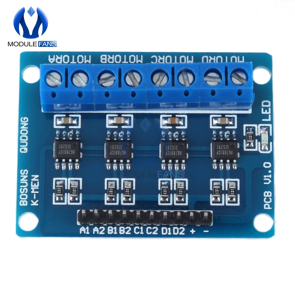 4CH 4 канала HG7881 чип h-мост DC 2,5-12 В шаговый двигатель модуль драйвера контроллер печатная плата 4 пути 2 фазы для Arduino