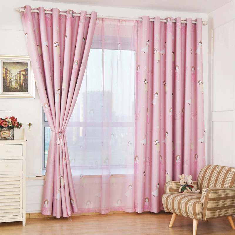 Kids Curtains Pink Princess Girls Cartoon Curtain Children Living Room Bedroom Window Cortinas Custom Blackout Curtains