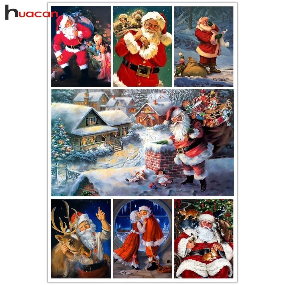 

HUACAN Diamond Embroidery DIY Christmas Diamond Painting Santa Claus Full Square New Arrival Cartoon Picture Of Rhinestone