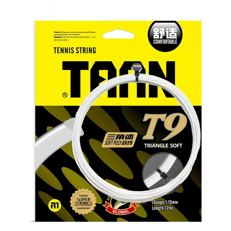 TAAN 2 шт./партия 1,15 мм Теннисная ракетка струна мягкий поли треугольник Теннисный тренировочный контроль 12 м синтетическая мягкая струна T9