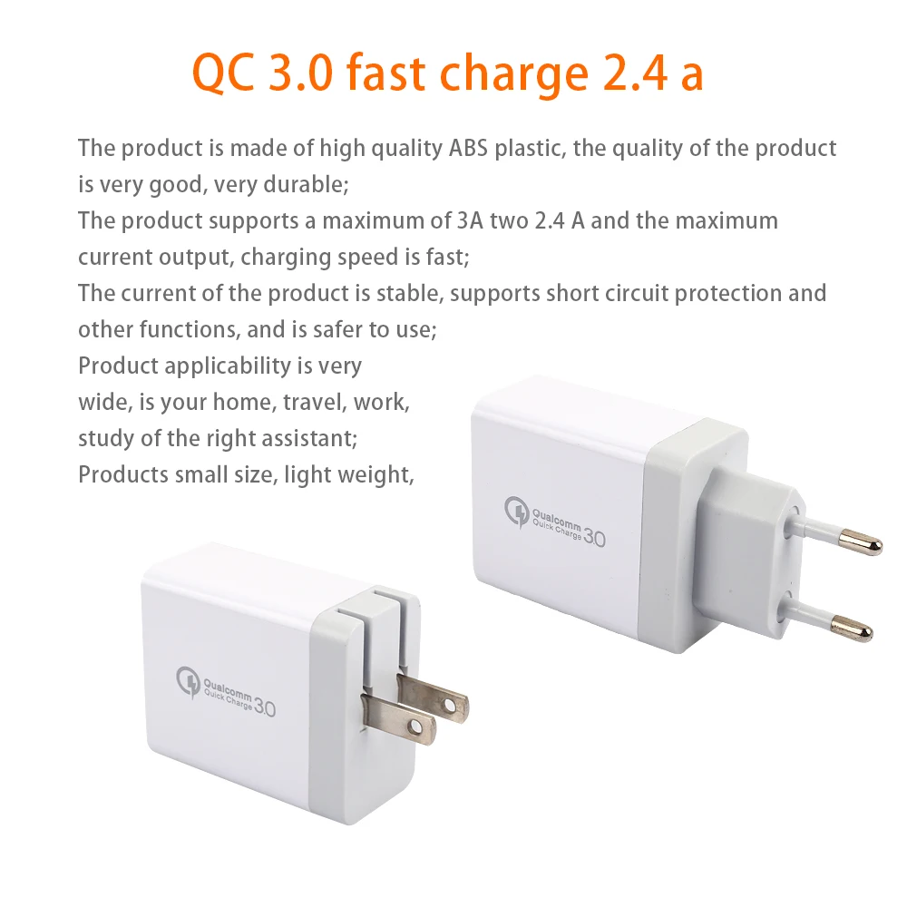 30 W 3-ميناء USB جدار شاحن مع المزدوج سريعة تهمة 3.0 منافذ للموبايل هاتف لوحي 30 W 3-ميناء USB جدار شاحن مع المزدوج سريعة تهمة 3.0 منافذ للموبايل هاتف لوحي