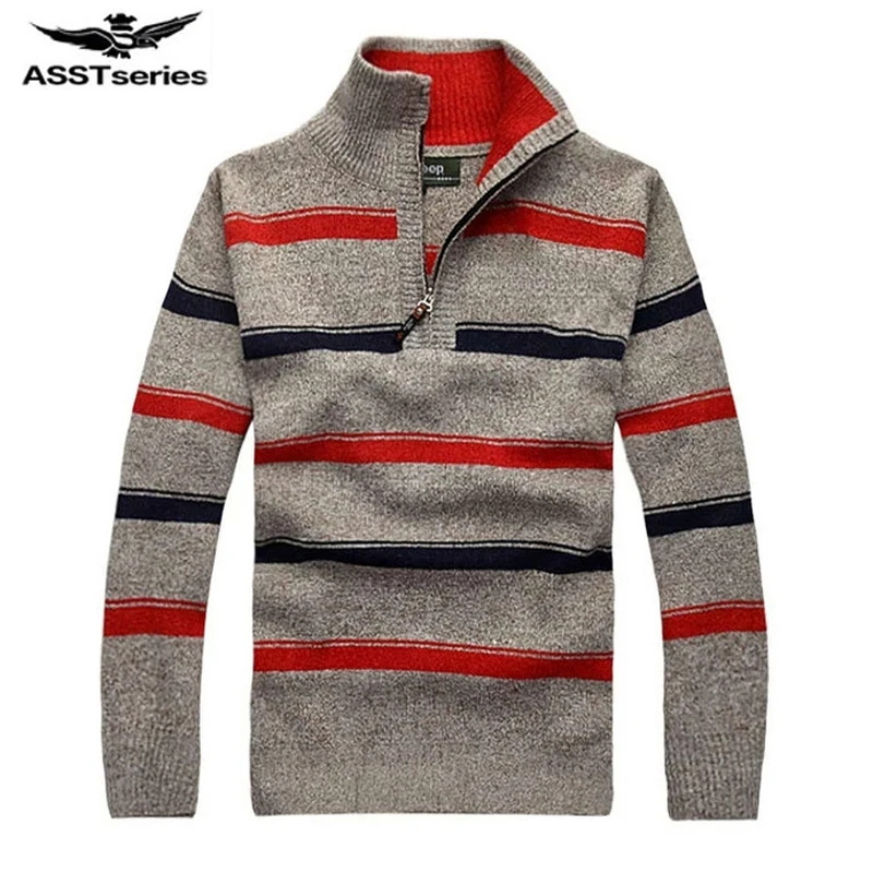 

2016 The New Fall Winter Jeep / Jeep Men thick striped sweater pullover sweater large size men's casual Slim M-3XL 48