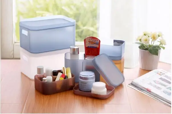 

1PC Free Combinable Plastic Storage Box Makeup Organizer Cosmetic Jewelry Case Drawer Desktop Sundries Container OK 0677