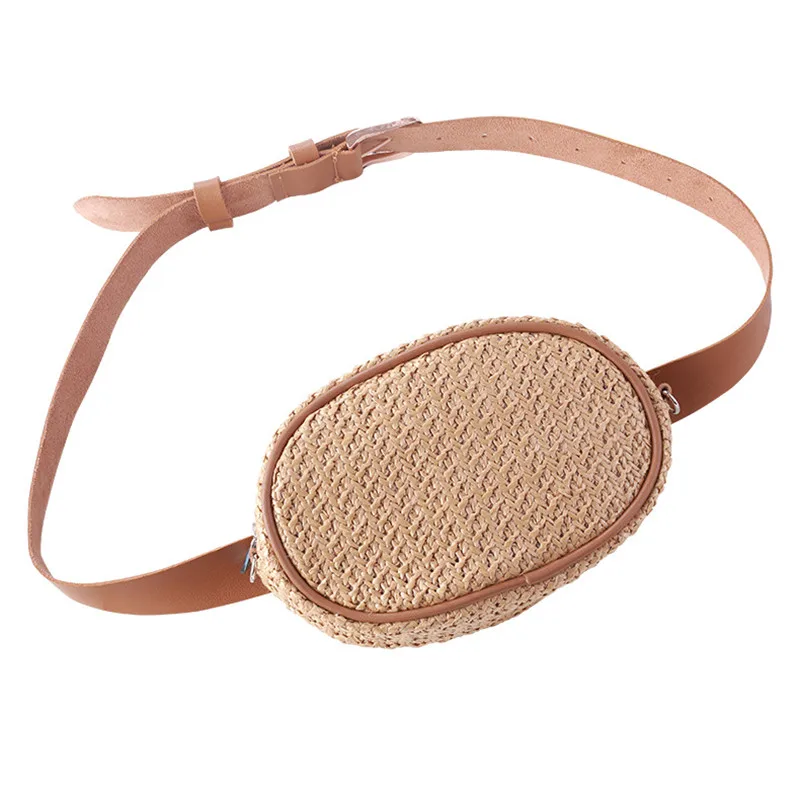 

Women's Belt Bag Straw PE Bag PU leather For The Belt Fanny Pack Bananka Travel Leisure Bali Vacation Belly Band Waist Bag