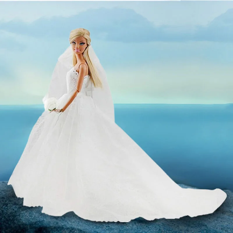Wedding Dress for Barbie Fashion Princess Evening Party Clothes Wears Long Dress Outfit Set for Barbie