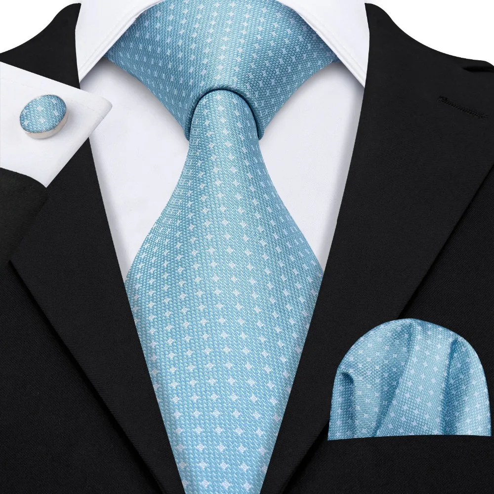 

2019 Barry.Wang New Arrival Blue Novelty 100% Silk Ties Gifts For Men Wedding Party Business Luxury Brand Neckties Sets LS-5120
