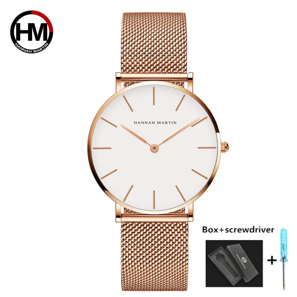 Dropshipping High Quality DW Watch Style Japan Quartz Movement Mesh Ladies Women Watch Stainless Steel Rose Gold Waterproof