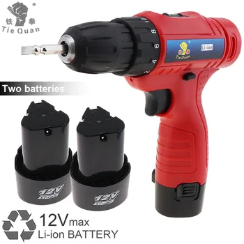 

Cordless Rechargeable 12V Electric Drill / Screwdriver Power Tools with Lithium Li-ion Battery and Rotation Adjustment Switch