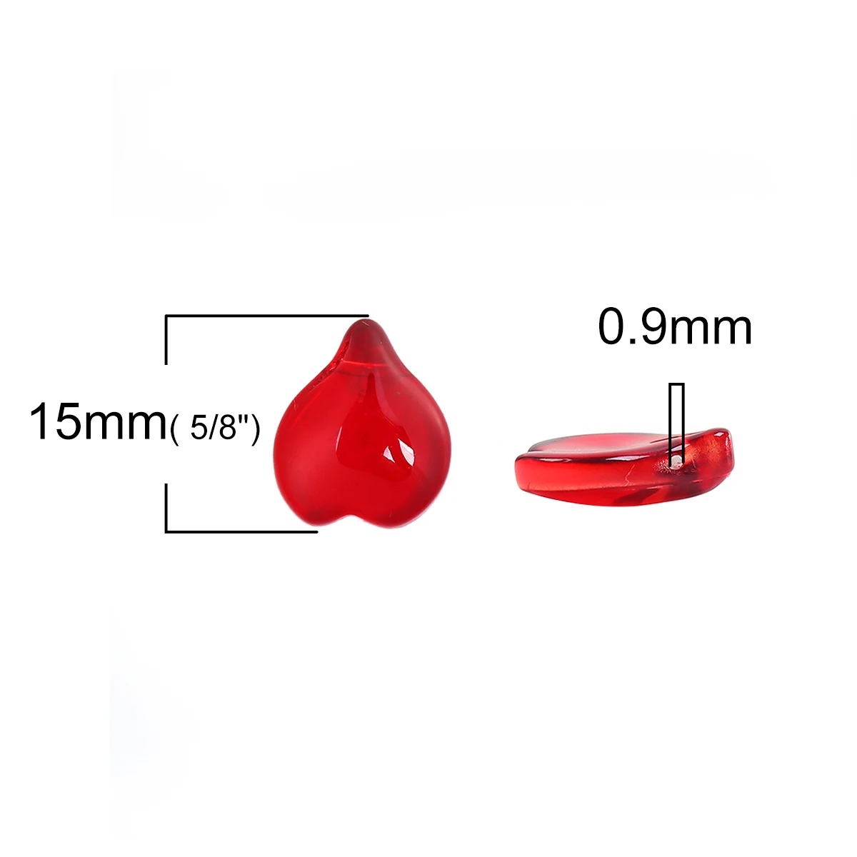Lampwork стеклянные чешские бусины Сердце Красный петалин около 15 мм(5/") x 13 мм(4/8"), отверстие: около 0,9 мм, 20 шт(B0098432 - Цвет: 1