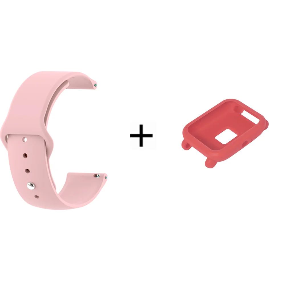 ТПУ ремешок для часов Amazfit Bip смарт-ремешок для Xiaomi Huami Amazfit Bip Молодежный спортивный силиконовый браслет+ чехол-крышка - Цвет: 7