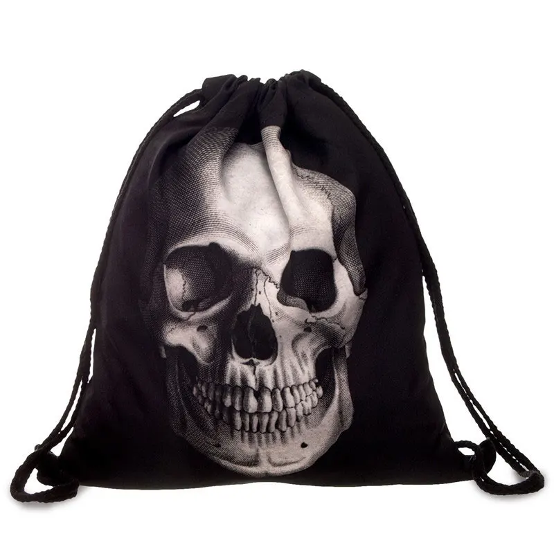 

Drawstring Bag Women Red Flamingo Backpack 3D Printing Emoji Unicorn Skull Travel Soft Back mochila School Bags For Girls