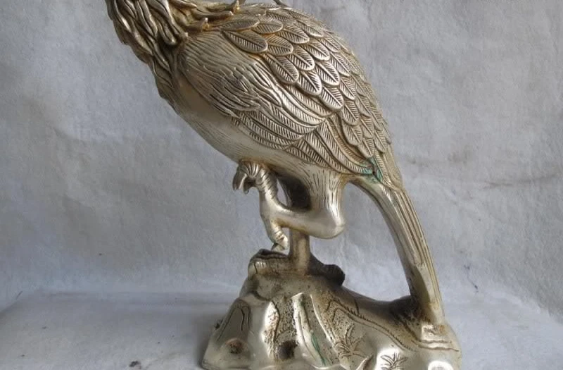 

12 Chinese Folk Art White Copper Silver animal poll parrot parrot Bird Statue