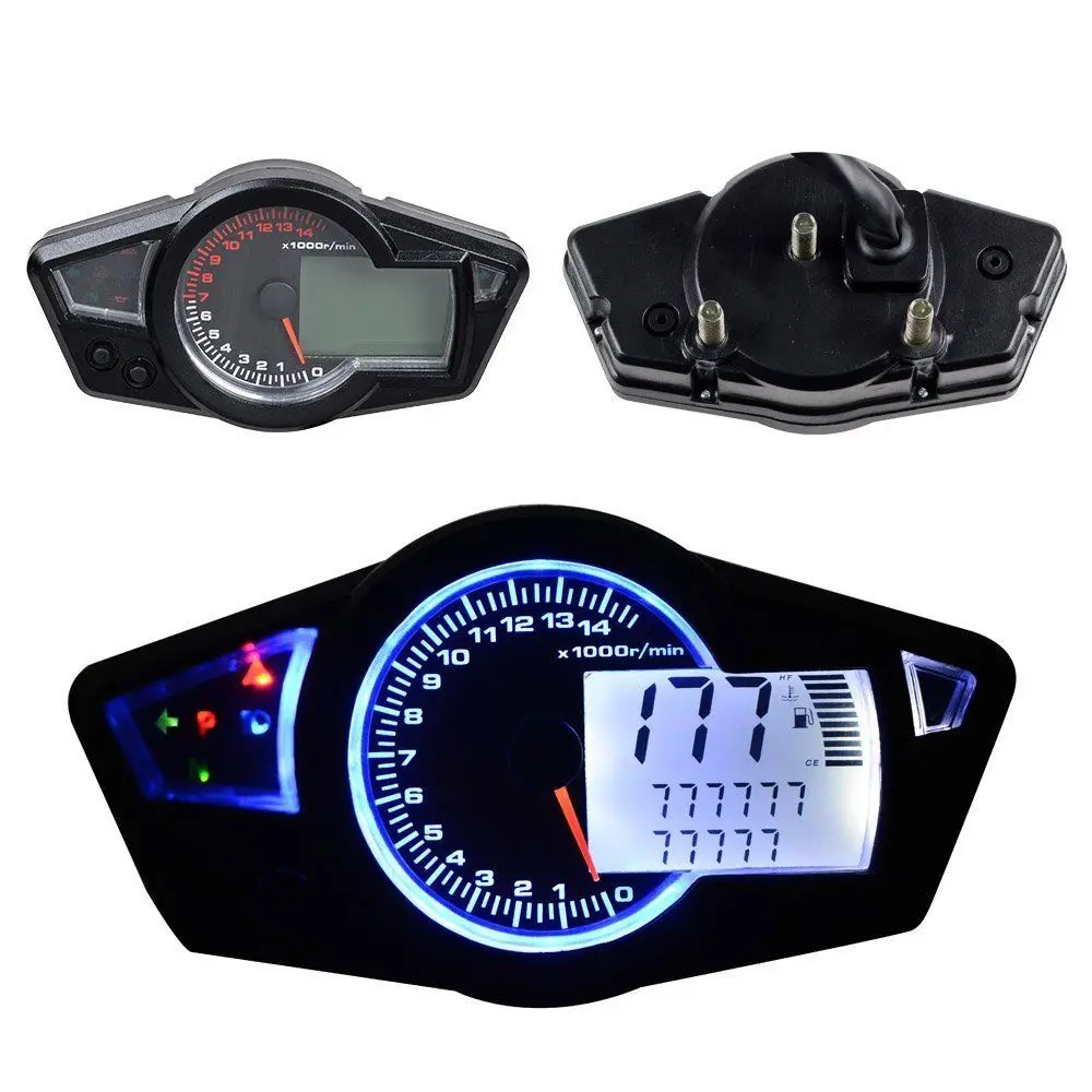 

Motorcycle LCD Speedometer Motorcycle Digital Odometer Speedometer Tachometer Fit for 2&4 Cylinders