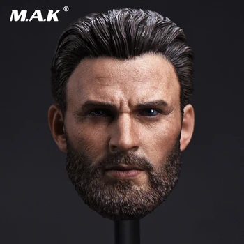 

1/6 Scale Male Head Sculpt T-05 Captain America Chris Evans Head Carved Bearded Model Toys for 12 inches Action Figure Body