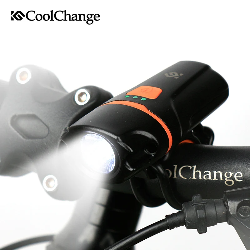 

CoolChange Bicycle Light Waterproof USB Rechargeable T6 LED Bike Light Warning Flashlight Built-in Battery 1200mAh 6 Modes