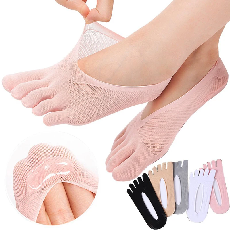 Lace Antiskid Low Cut Five Finger Toe Socks Women Female Invisible ...