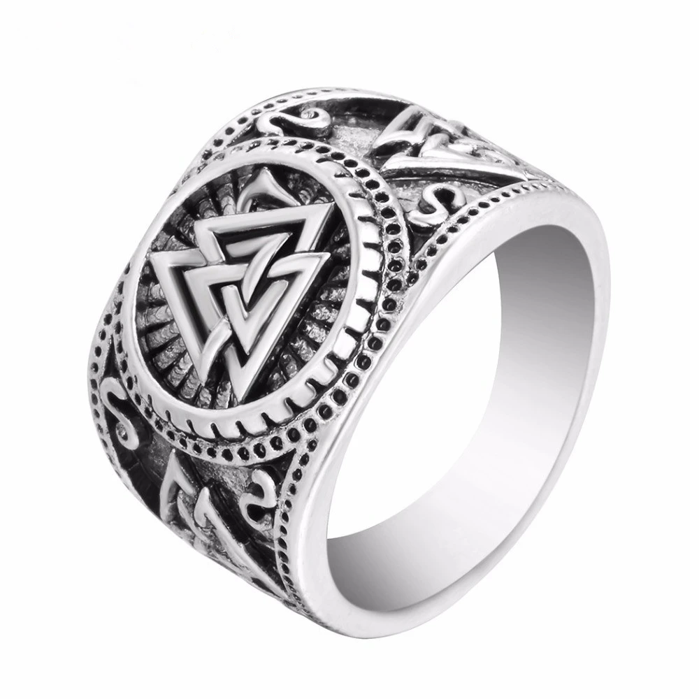 Cxwind Ретро Odin Символ Кольца Norse руны викингов кольца для мужчин Рунический Valknut