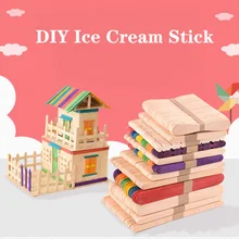 50Pcs/Lot DIY kids Handwork Art Crafts Toys Wooden Craft Ice Cream Sticks Pop Popsicle Sticks Natural Wood Cake Tools Ice Mold