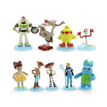 

9pcs/set Pixar Movie Toy Story 4 Cartoon Toy Woody Buzz Lightyear Jessie Rex Anime Action Figure Model Doll Children